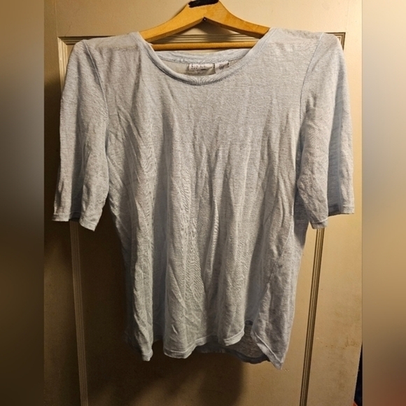 Vintage Nicole Miller 100 percent linen light blue t‎ shirt - Picture 1 of 6